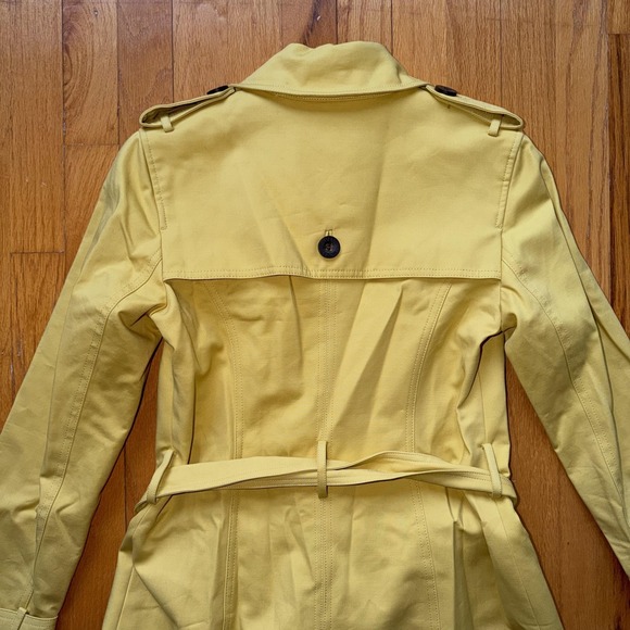 Hobbs London Double Breasted Trench Coat 2 Yellow Chartreuse Belted Spring - Picture 7 of 15